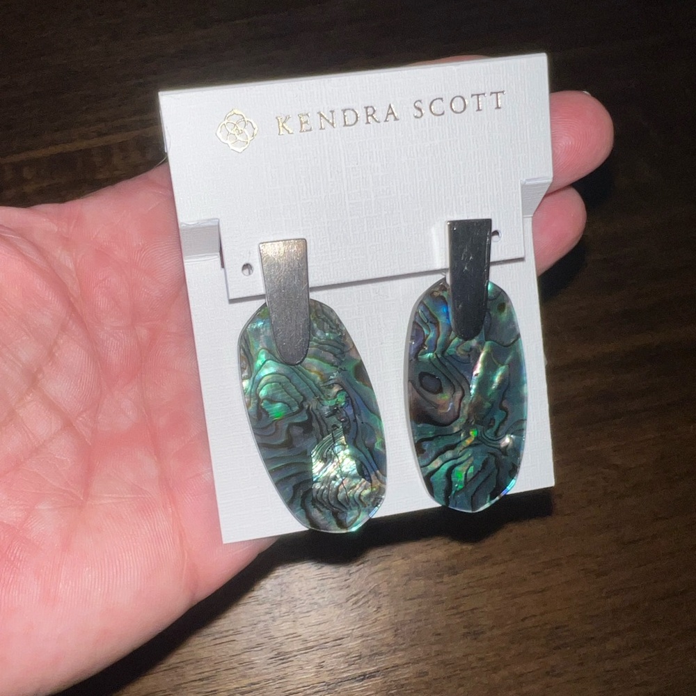 Kendra Scott Abalone Shell Silver Earrings - Picture 4 of 5